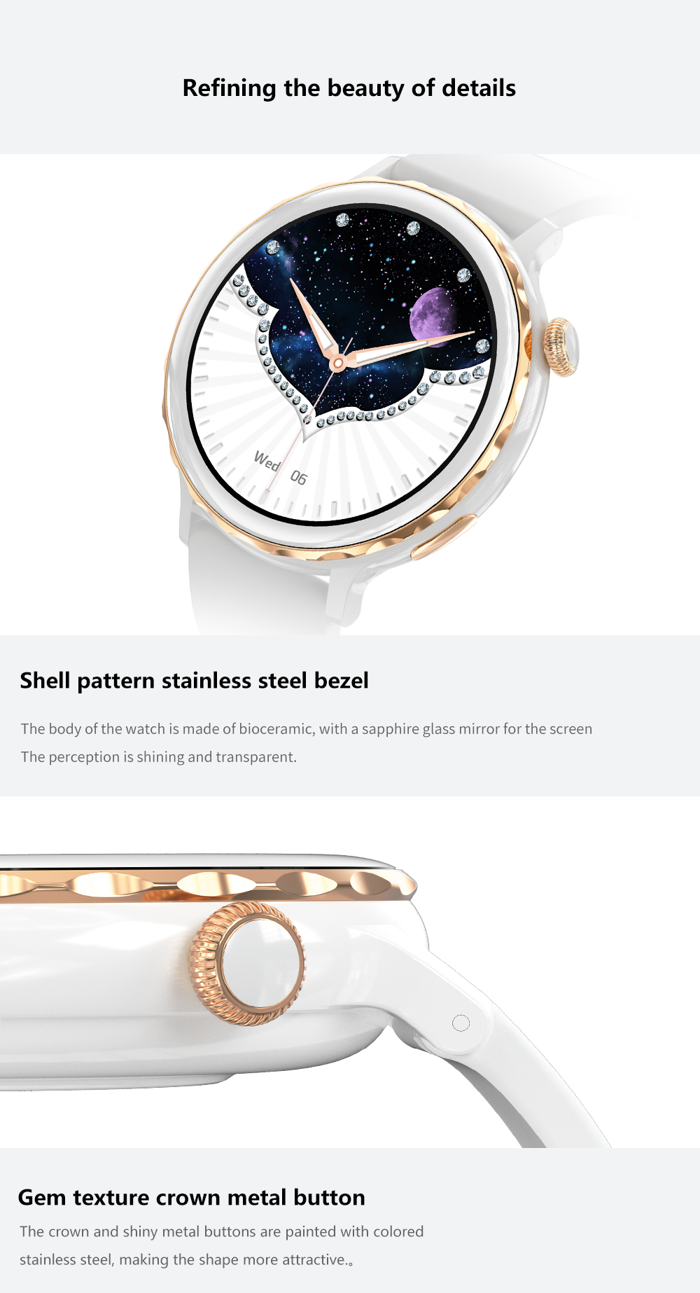 MIDDOW Smart Watch for Women ，1.32" HD Full Touch Screen Fitness Tracker with Heart Rate and Sleep Monitor Smartwatch, IP67 Waterproof Pedometer Watch Compatible with iOS & Android Phones (Rose Gold)